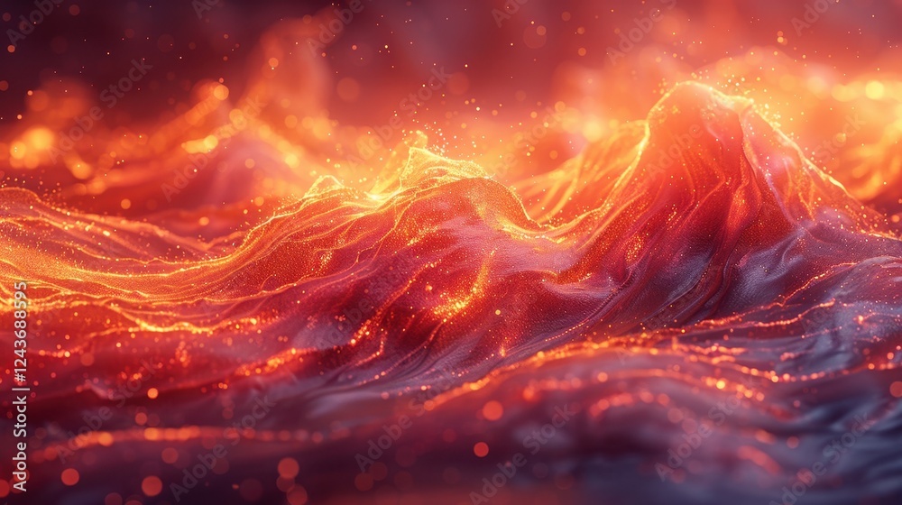 Obraz premium Abstract Fire Lava Texture Background with Glowing Particles