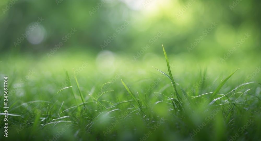 Obraz premium Soft Blurred Green Grass Background for Spring or Summer Themed Designs Celebrating Nature and Freshness in an Abstract Style