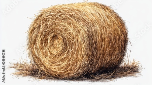 dry hay bale isolated on transparent background catoon style