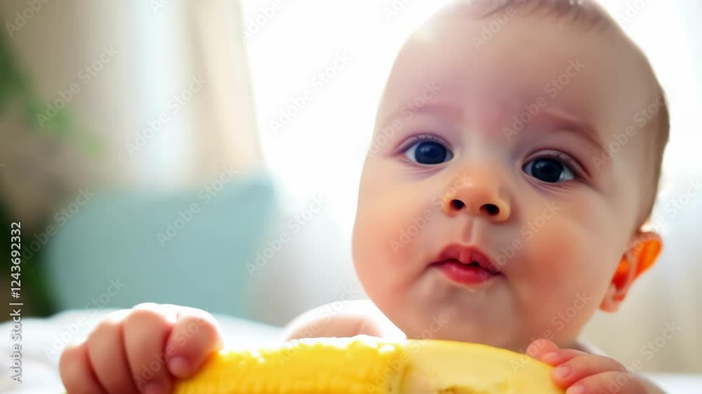 Close-up of a curious baby gazing with wide eyes in soft light. Captures innocence and wonder, perfect for themes of family, love, or parenting. Close-up of a curious baby gazing with wide eyes in soft light. Captures innocence and wonder, perfect for themes of family, love, or parenting.