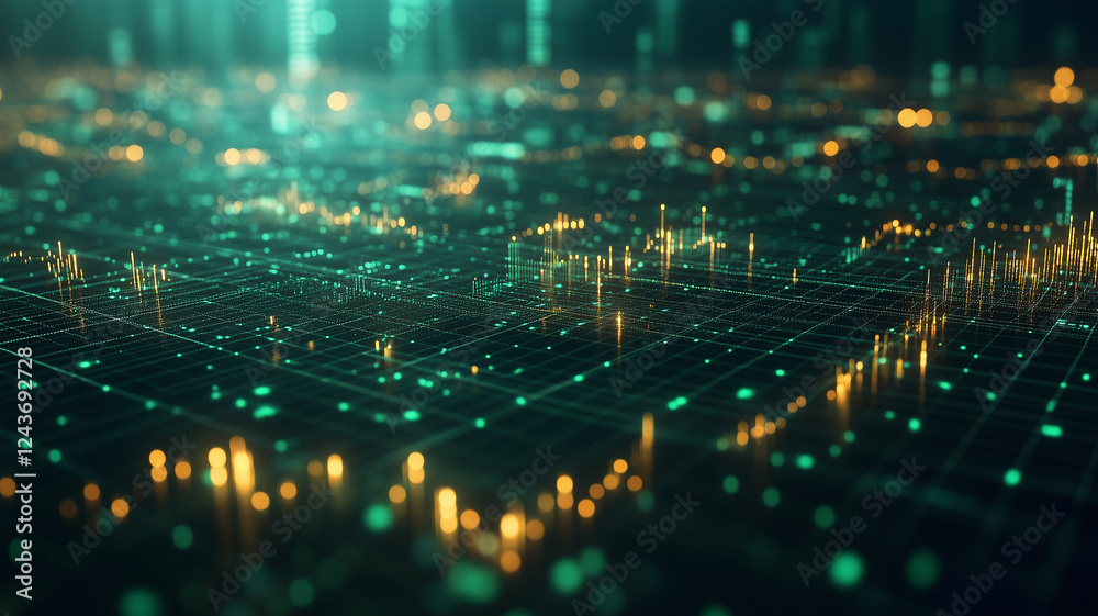 Obraz premium Digital data visualization with glowing lines and dots