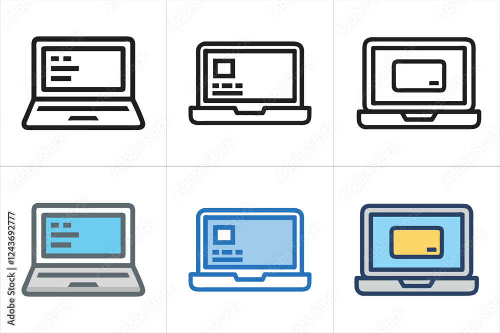 Laptop vector icon set Laptop vector icon set