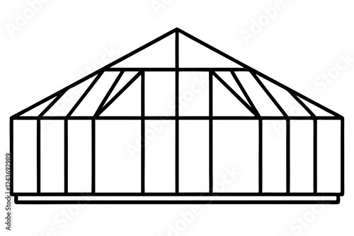 Line Drawing of Greenhouse with Glass Structure - Botanical SVG Design