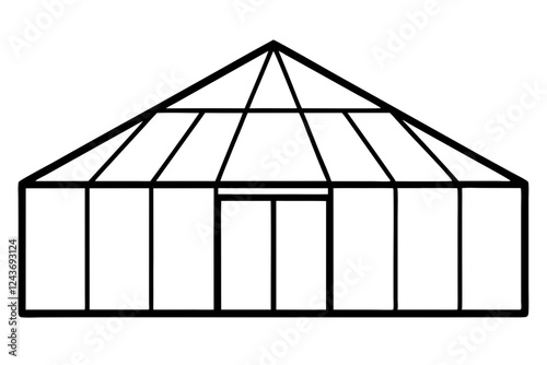 Line Drawing of Greenhouse with Glass Structure - Botanical SVG Design