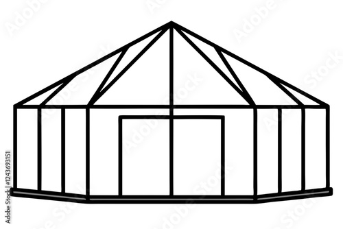Line Drawing of Greenhouse with Glass Structure - Botanical SVG Design