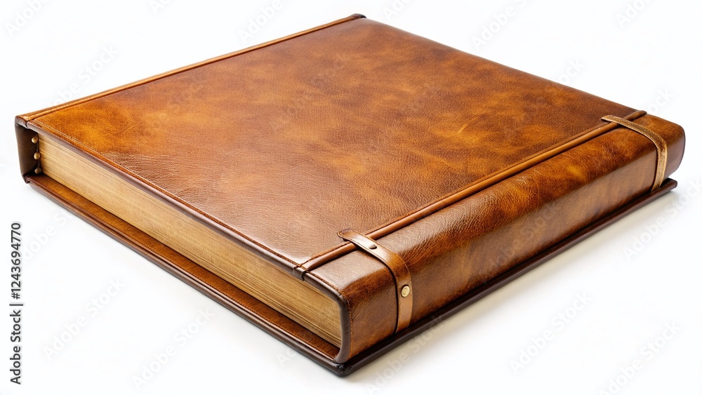 Large Brown Photo Album with Clipping Path, Isolated on White Background - Stock Image Large Brown Photo Album with Clipping Path, Isolated on White Background - Stock Image