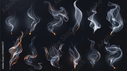 a collection of various smoke shapes and sizes, perfect for creating an ethereal or dramatic atmosphere in your designs.