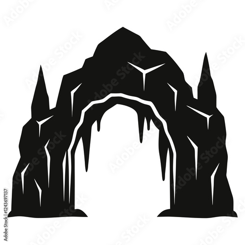 silhouette vector of  frozen rock arch
