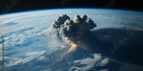 view from space volcanic eruption