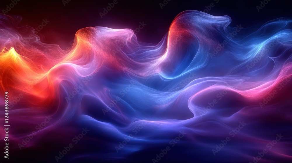 Fototapeta premium Abstract Waves in Purple and Blue Light Design
