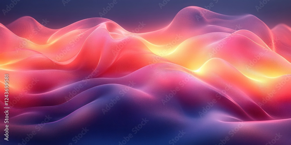 Obraz premium Abstract Wavy Lines Flowing Colorful Gradient in Soft Pastel Colors with Ambient Light Design Elements