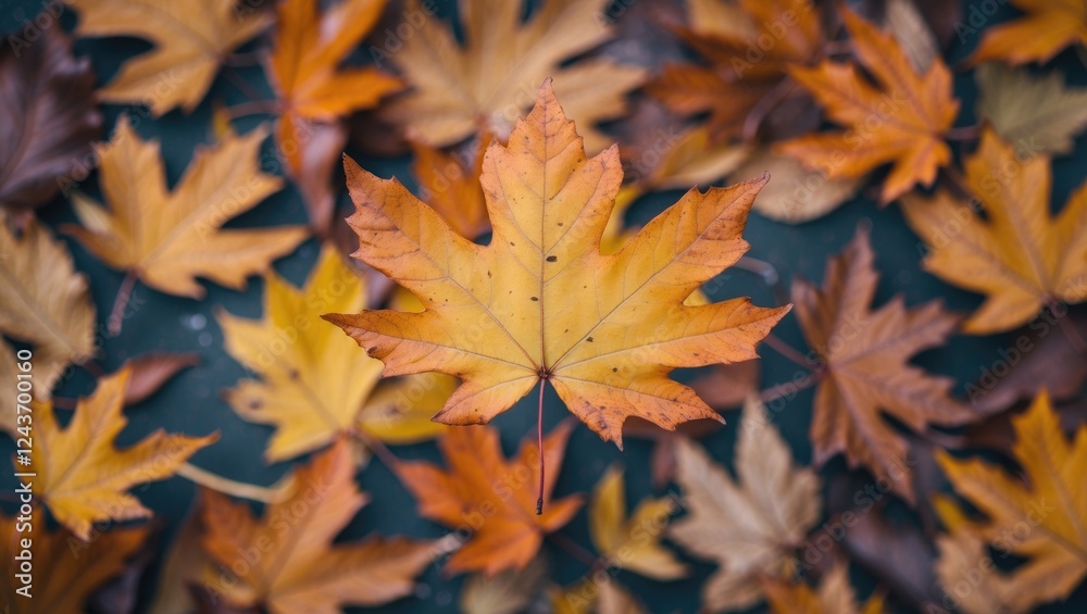 Autumn leaves in vibrant colors arranged on a surface showcasing nature's seasonal transformation and beauty. Autumn leaves in vibrant colors arranged on a surface showcasing nature's seasonal transformation and beauty.
