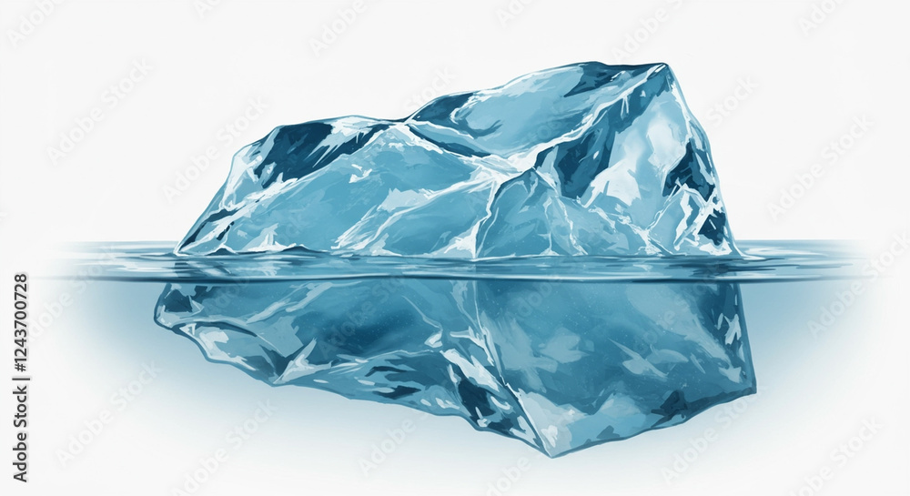 Obraz premium 氷の一角を象徴する美しい氷の結晶と光の反射が織り成す幻想