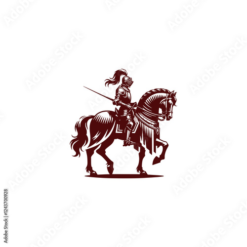 Armored Knight on Horseback in Full Gear, Displaying Noble Courage and Strength
