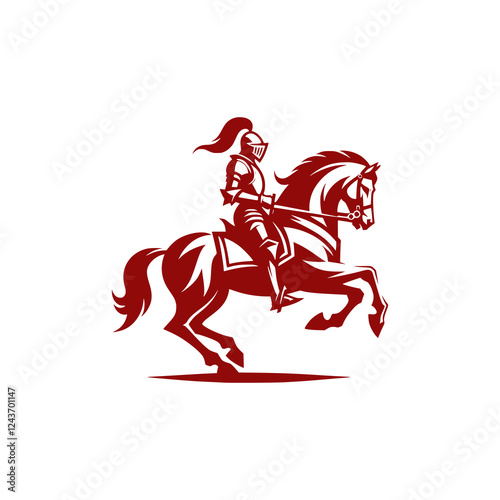 Armored Knight on Horseback in Full Gear, Displaying Noble Courage and Strength