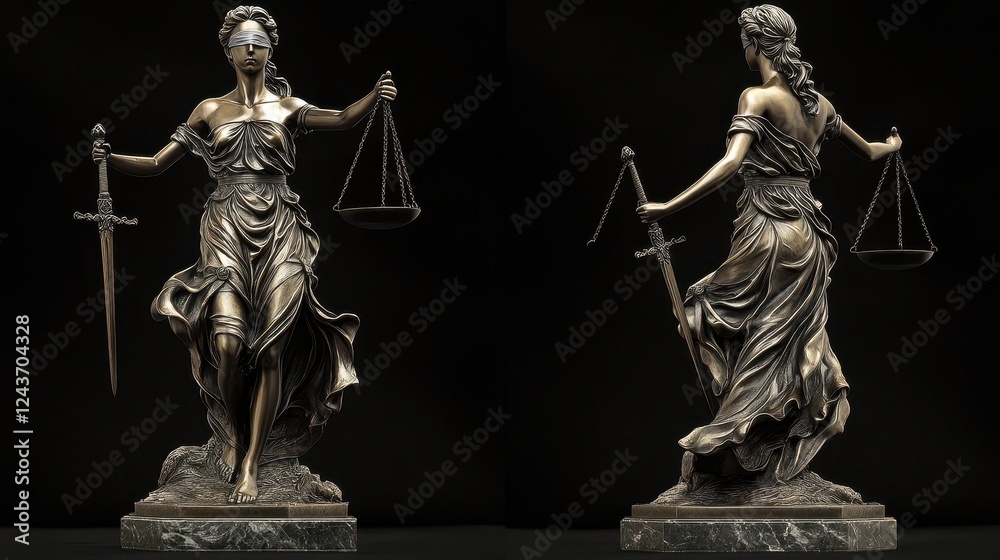 Bronze Statue of Lady Justice with Scales and Sword Bronze Statue of Lady Justice with Scales and Sword