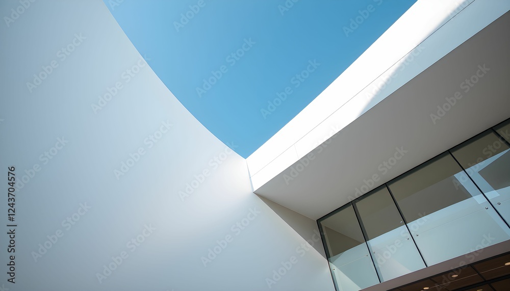 Fototapeta premium Modern Architectural Design: Clean Lines and Blue Sky