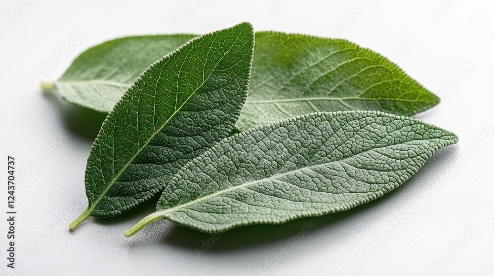 Obraz premium fresh green sage leaf isolated on transparent background