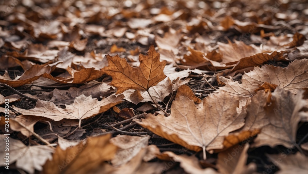Close-up of dry brown autumn leaves covering the ground, capturing the texture and essence of fall, perfect for seasonal nature projects. Close-up of dry brown autumn leaves covering the ground, capturing the texture and essence of fall, perfect for seasonal nature projects.