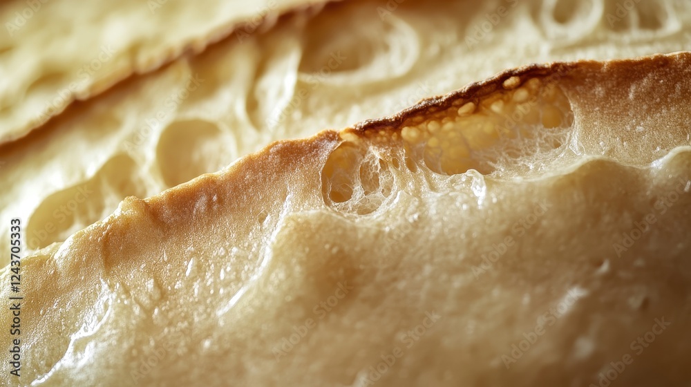 Close-Up of Crusty Bread Loaf with Golden Brown Crust and Airy Crumb Texture Close-Up of Crusty Bread Loaf with Golden Brown Crust and Airy Crumb Texture