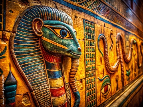 Macro Photography: Ancient Egyptian Tomb Wall, Apep the Serpent God photo