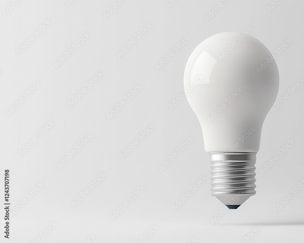 Energyefficient LED bulb floating in a vast, clean white space, symbolizing sustainability Energyefficient LED bulb floating in a vast, clean white space, symbolizing sustainability