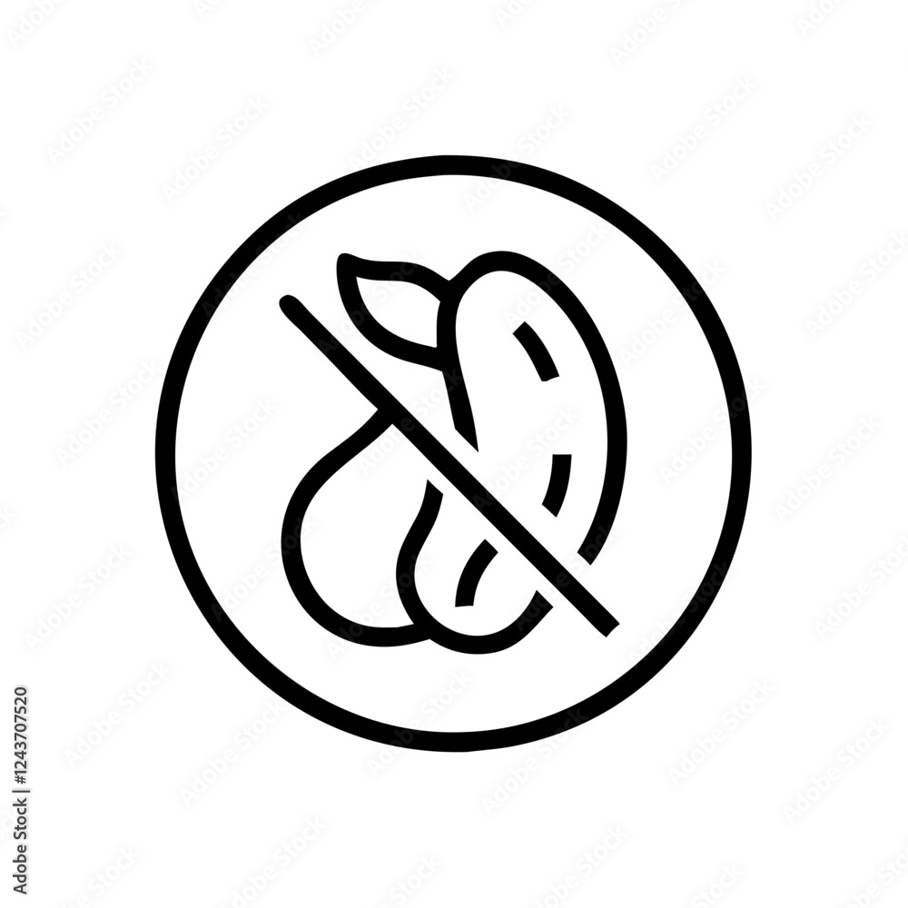 Black and white peanut allergy warning symbol with prohibition sign Black and white peanut allergy warning symbol with prohibition sign