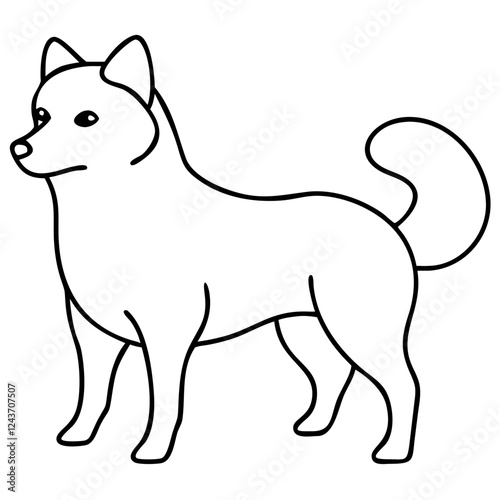 Minimalist black outline of a dog standing in side view
