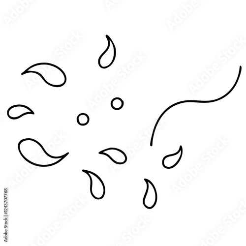 Minimalist black and white abstract pollen particle illustration