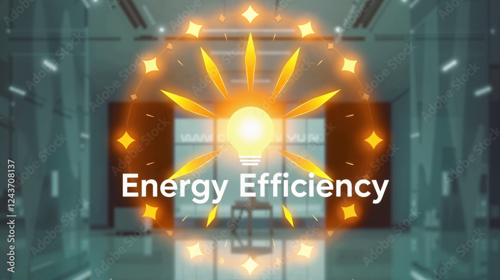 Obraz premium The logo design for an energy efficiency infographic is bathed in a warm golden glow, creating an ethereal and spiritual atmosphere. logo, ecology