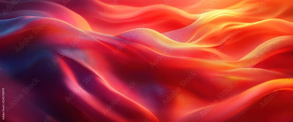 Obraz premium Elegant Gold and Red Silk Fabric Background with Abstract Wavy Design