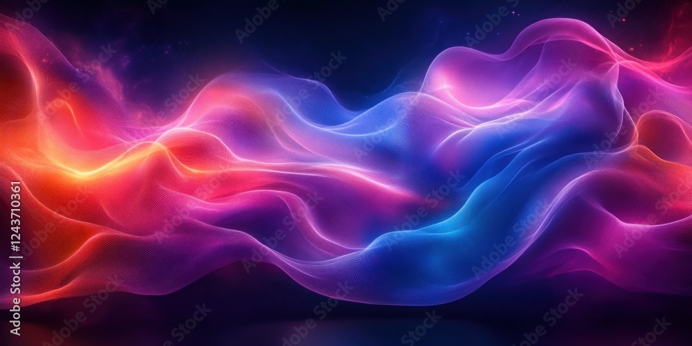 Obraz premium Futuristic Neon Wave Abstract Background with Gradient Flowing Lines and Dynamic Composition