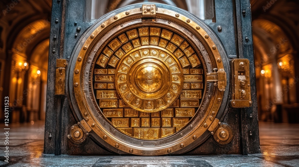 Fototapeta premium Ornate vault door in grand cathedral interior