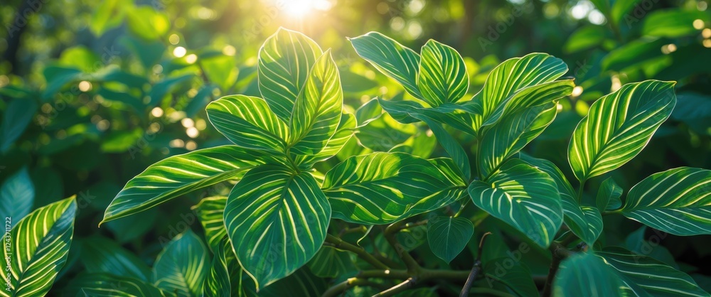 Close-up view of vibrant green leaves under sunlight showcasing intricate patterns and textures in a natural outdoor setting. Close-up view of vibrant green leaves under sunlight showcasing intricate patterns and textures in a natural outdoor setting.