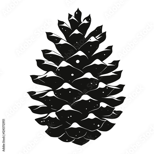 silhouette vector of snow covered pine cone