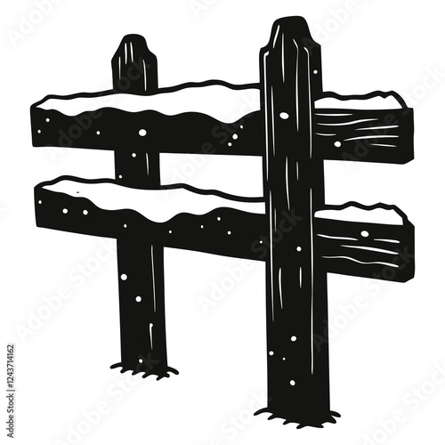 silhouette vector of snow covered wooden signpost