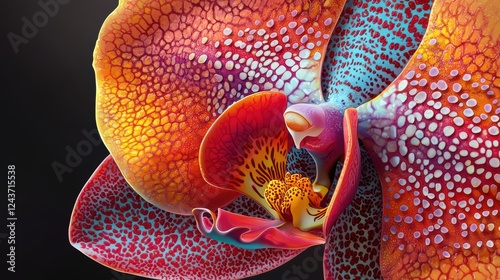 Vibrant Close-Up of Exotic Orchid Flower with Bright Petals and Texture