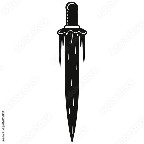 silhouette vector of wintery icicle dagger