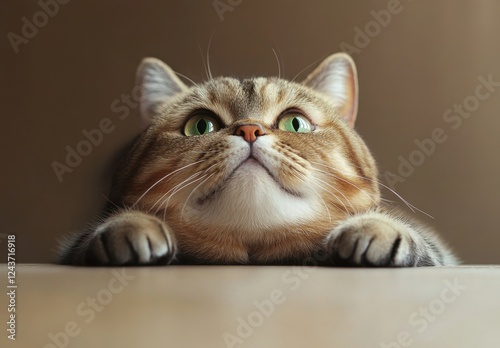 Wallpaper Mural Adorable Cat with Green Eyes Gazing Upward in Soft Lighting, Capturing a Curious and Playful Expression in a Cozy Indoor Setting Torontodigital.ca