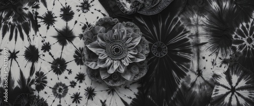Wallpaper Mural Black and white tie dye textile background showcasing handmade clothing and intricate DIY patterns for creative textile projects. Torontodigital.ca