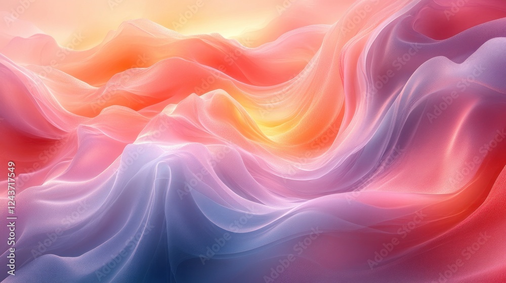 Obraz premium Surreal Abstract Landscape Fluid Curves Soft Pastel Colors Ethereal Ambient Light Dreamy Atmosphere