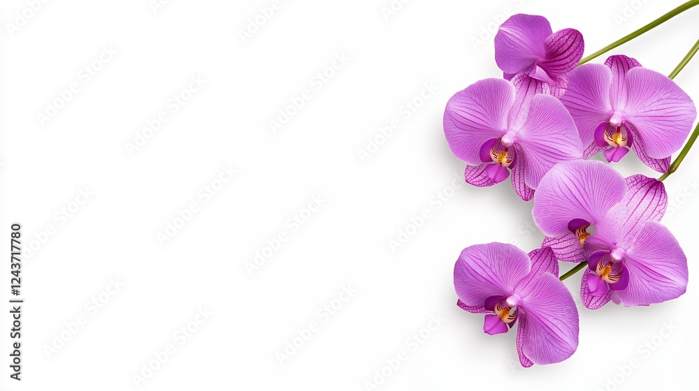 Obraz premium Pink Orchid Blossoms on White Background