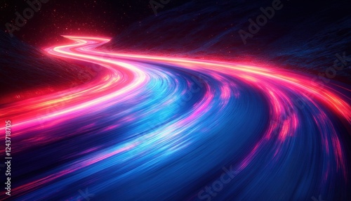 Futuristic Neon Light Trails Abstract Art Background