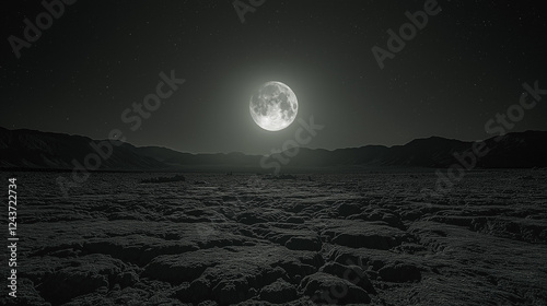 Lunar Desert Landscape at Night photo