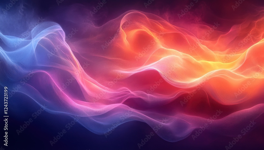 Fototapeta premium Vibrant Abstract Fluid Waves Digital Art Background