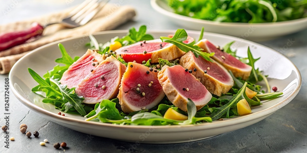 Minimalist Fresh Tuna Arugula Salad - Healthy Lunch Bowl Minimalist Fresh Tuna Arugula Salad - Healthy Lunch Bowl