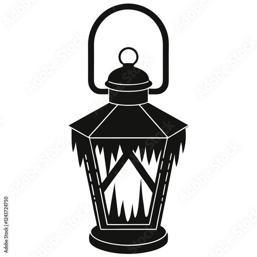 silhouette vector of frost covered lantern