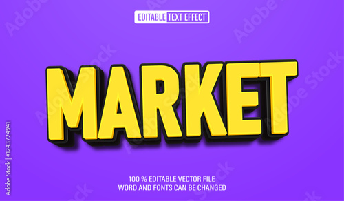 Editable 3d text style effect - Market  text effect Template