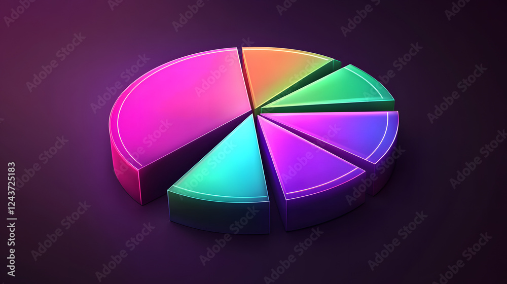 3D vector pie chart infographic template, semicircle form, divided into nine parts, smooth glowing texture, highly vibrant colors ranging from deep purple to neon green, modern and clean design, high
3D vector pie chart infographic template, semicircle form, divided into nine parts, smooth glowing texture, highly vibrant colors ranging from deep purple to neon green, modern and clean design, high