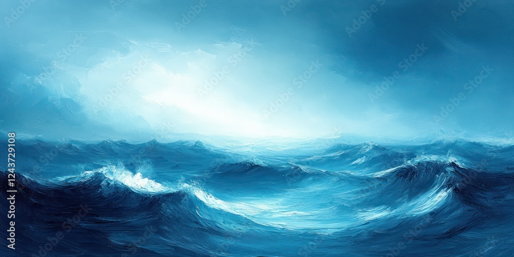 Fototapeta premium Serene Abstract Wave Pattern in Teal Blue Green Watercolor Fluid Texture Background